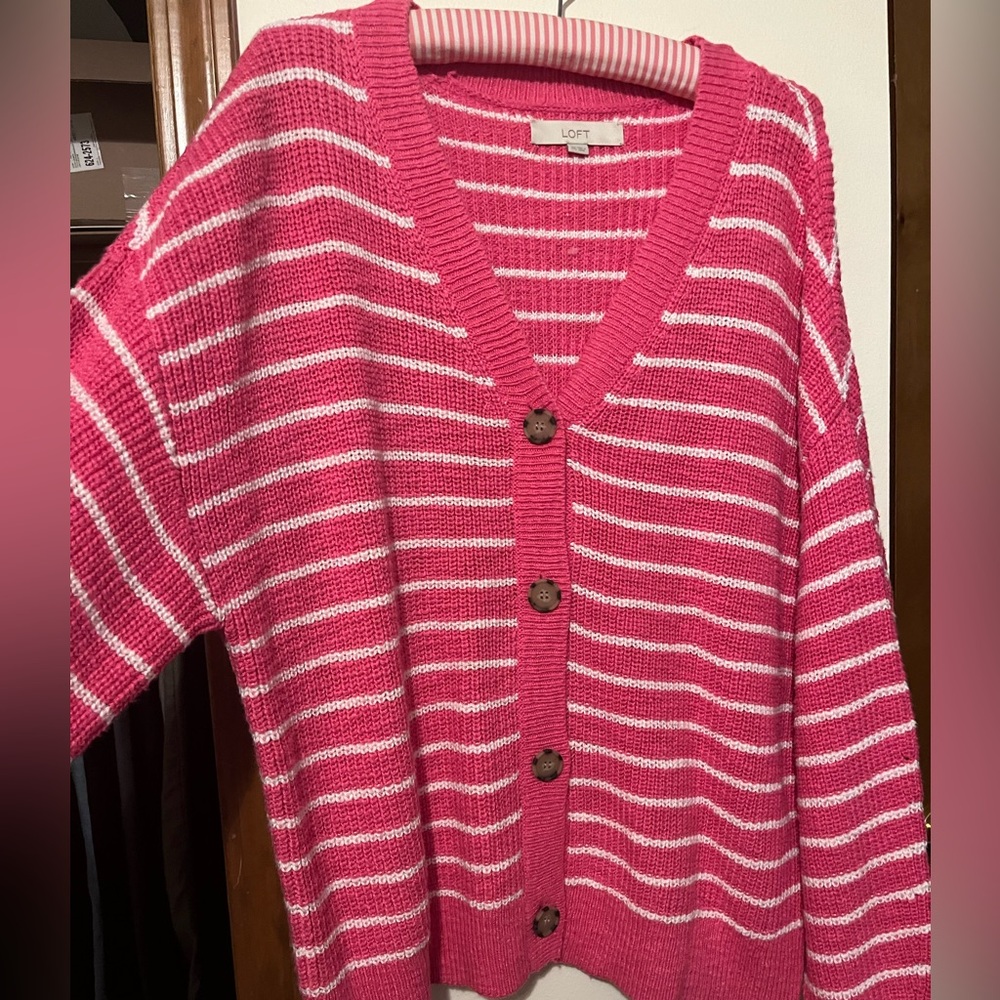 Loft Coastal Cotton Acrylic Striped Sweater